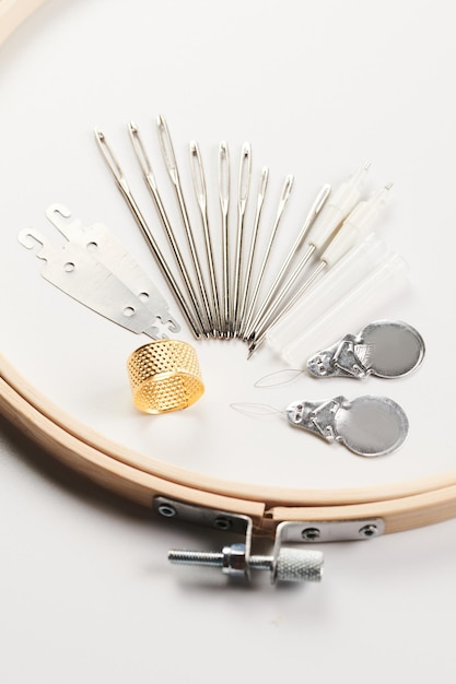 Инструменты для вышивки: нитки, пяльцы