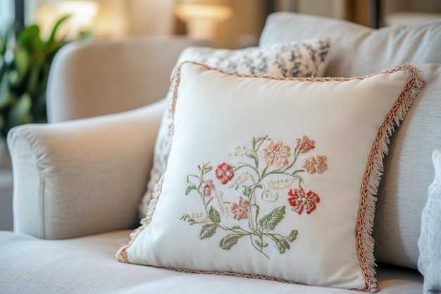 Вышитая подушка